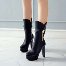 4.7 Inch Elegant Chain Flower Crystal Ankle Boot-61207