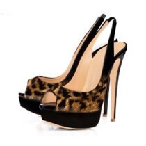 4.7 Inch Leopard Print Open Peep Toe Pump-0