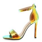 4 Inch Ankle Strap Lace Shiny Sandal-0