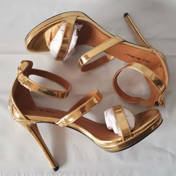 4 Inch Ankle Straps Gold Red Party Wedding Sandal-60942