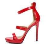 4 Inch Ankle Straps Gold Red Party Wedding Sandal-0