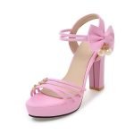 4 Inch Sweet Bowtie Square Heels Sandal-0