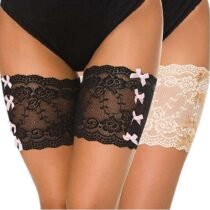 Crossdresser 2PCS Lace Bowknot Thigh Bands Anti-chafing Bands-0