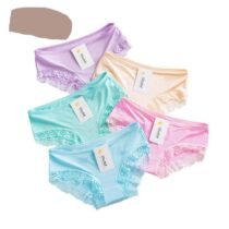 Crossdresser 3 PCS Cotton With Lace Side Flora Panties-0