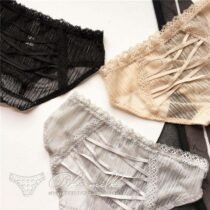 Crossdresser Bandage Hollow Out Seamless Lace Cotton Panty-62476