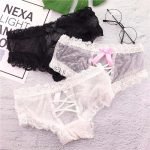 Crossdresser Bow Straps Design Lace Cute Cotton Panty-0