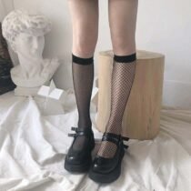 Crossdresser Fishnet Lace SHigh Knee Mesh Socks-63346