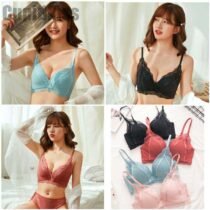 Crossdresser Gather Comfortable French Retro Soft Adjustable Push Up Bra Set-0