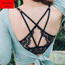 Crossdresser Gathered Thickened Front Buckle Cross Strap Halter Breastfeeding Bra-63834