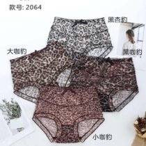 Crossdresser High Waist Leopard Cotton Transparent Sanitary Seamless Panty-0