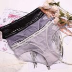 Crossdresser Hollow Out Transparent Letter Crotch Cotton Panty-0
