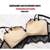 Crossdresser Lace Beauty Push Up No Steel Ring Silk French 1 2 Cup Bra-64249