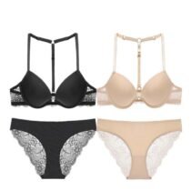 Crossdresser Lace Front Buckle Gather Y-Line Straps Underwear Bra Panty Set-0