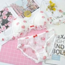 Crossdresser Lolita Bow Seamless Cute Strawberry Bralette Bra-65285