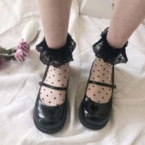 Crossdresser Sweet Lace Dot Lolita Thin Short Socks-0