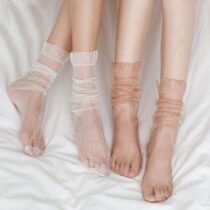 Crossdresser Ultra-thin Chiffon Transparent Tulle Socks-0