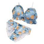 Crossdresser Vintage Sweet Peach Pattern Bow Wavy Bra Set-0